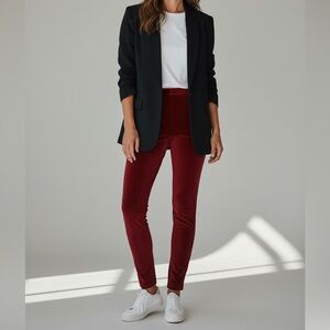 Extremely Soft Velour Ruby Red High Waist Stretch Leggings